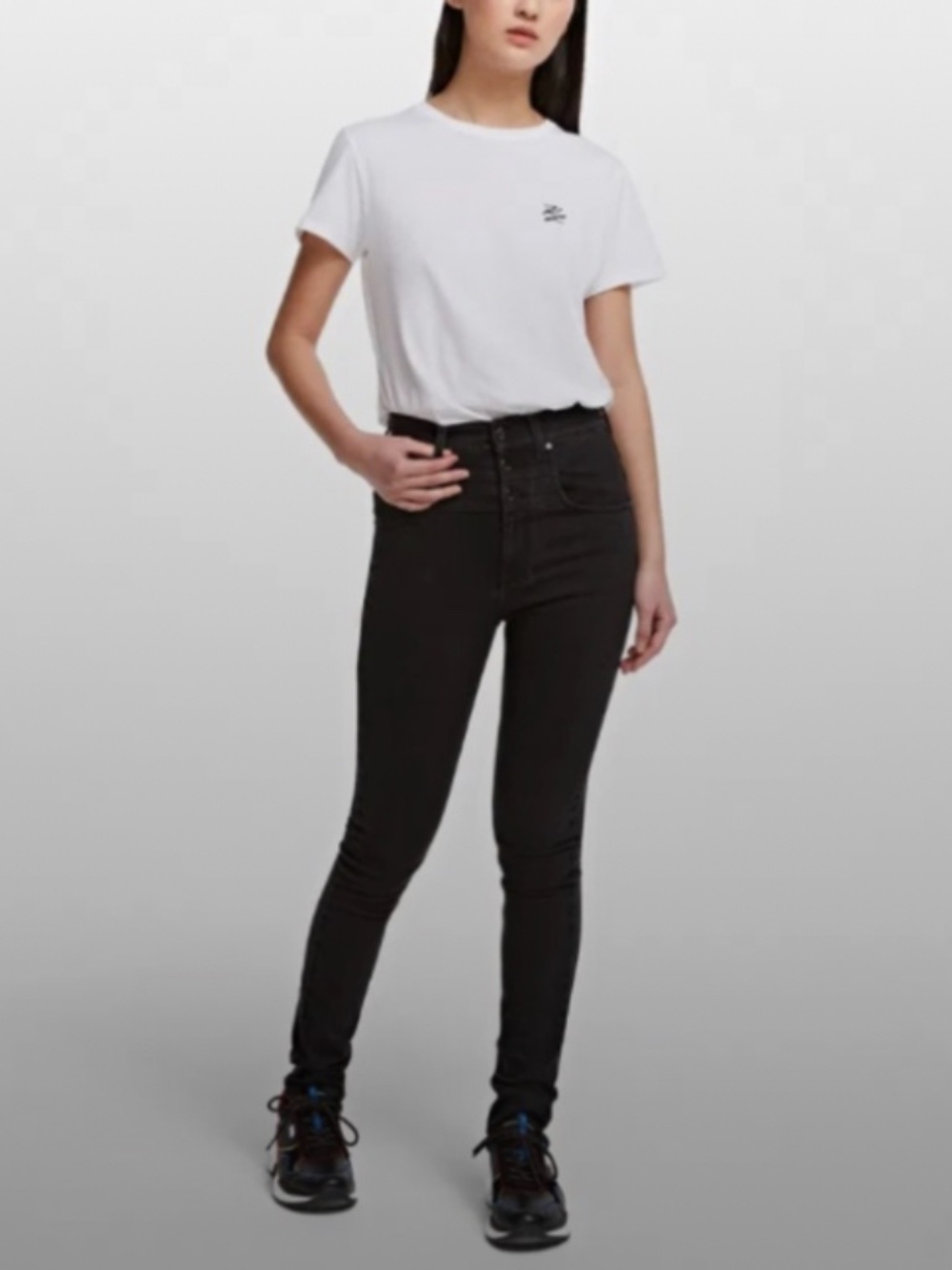 Karl Lagerfeld Paris Black High Waist 3 Button Fly Skinny Pants Trousers 10